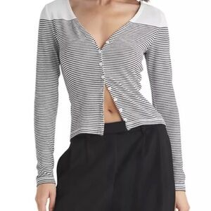 Rag & Bone Striped Knit Cardigan White Black Size Small - EUC